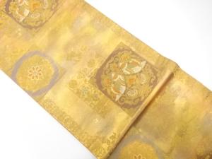 引箔　色紙に向かい鴛鴦・華紋織り出し　袋帯